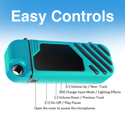 Laser LED Karaoke Speaker with 2 Wireless Microphones (Aquatic Awe)