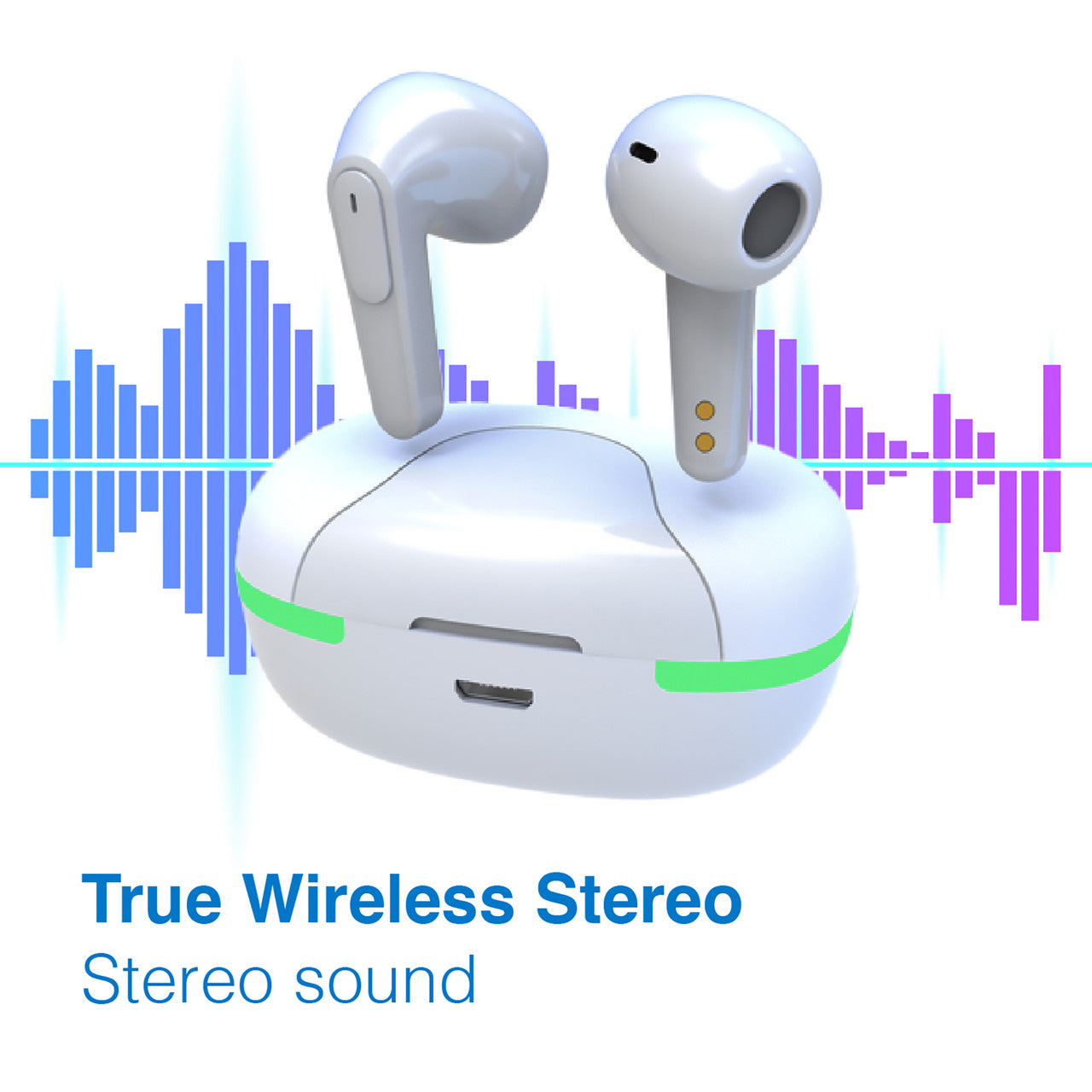 Laser TWS Earbuds with LED Display (White)