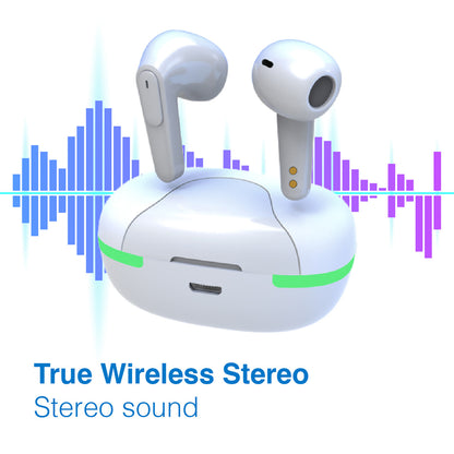 Laser TWS Earbuds with LED Display (White)