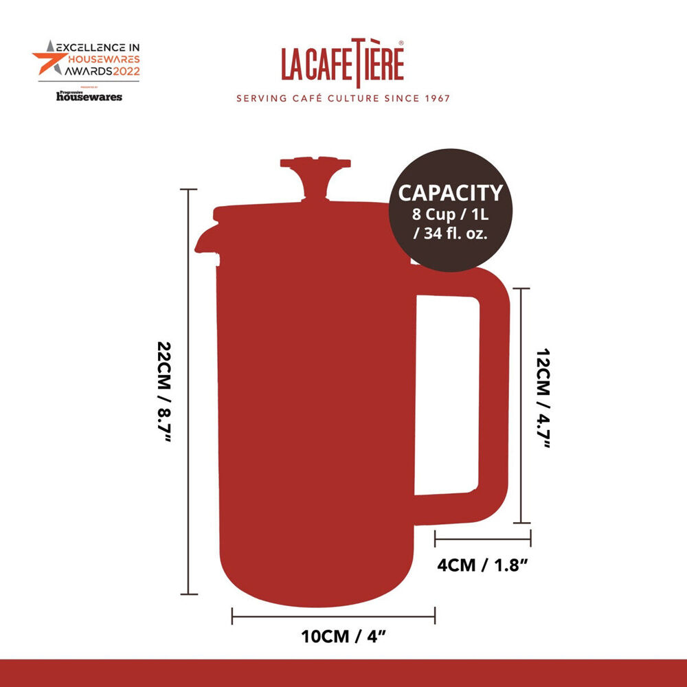 La Cafetiere Pisa 8-Cup 1L Stainless Steel/Glass Coffee French Press (Copper)