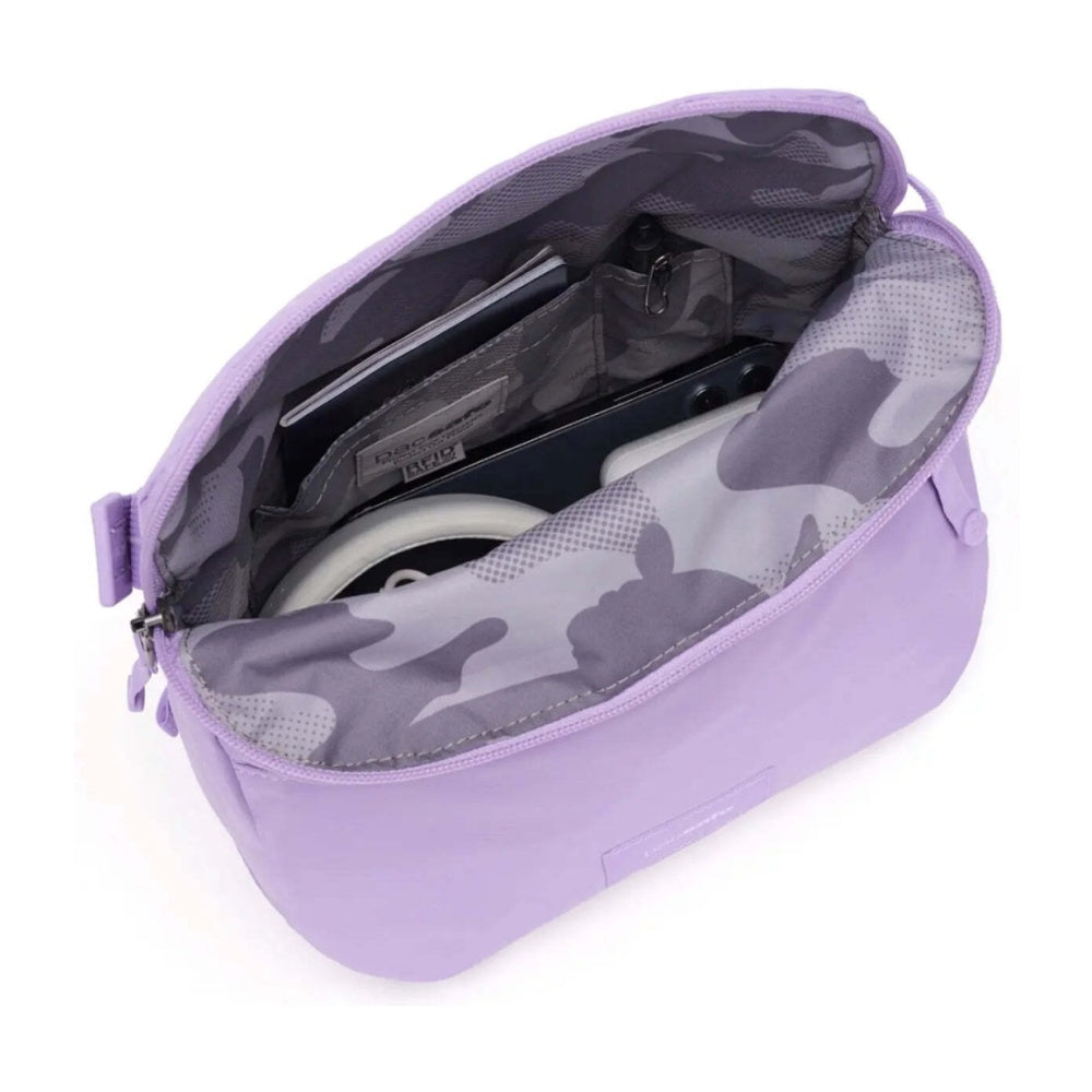 Pacsafe Go Anti-Theft RFID Blocking Expandable Saddle Crossbody Bag Lavender