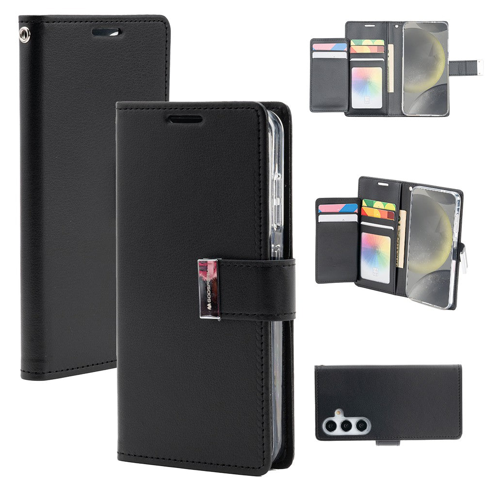 Goospery Rich Diary for Samsung Galaxy S25 - Black, MagSafe