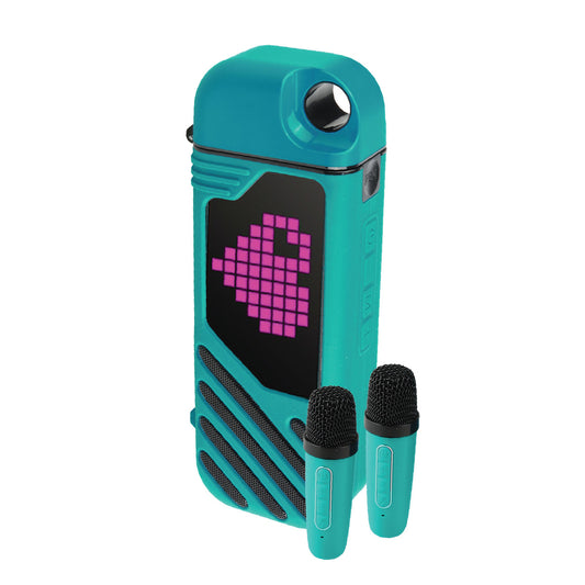 Laser LED Karaoke Speaker with 2 Wireless Microphones (Aquatic Awe)