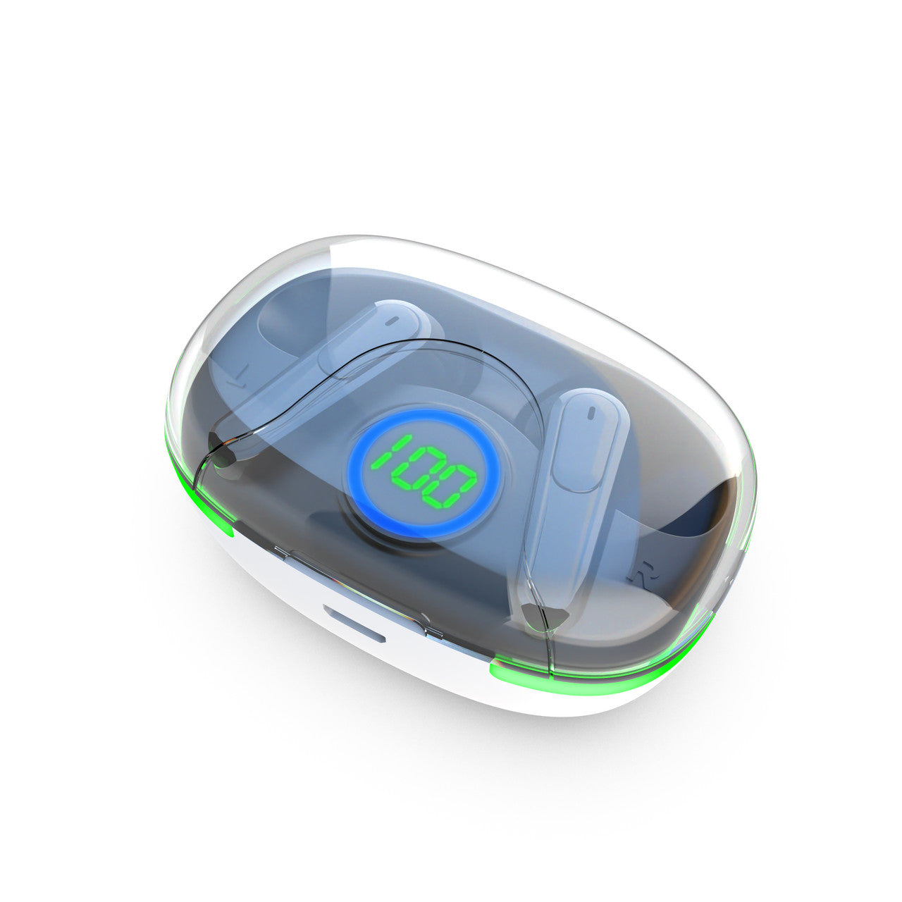 Laser TWS Earbuds with LED Display (White)