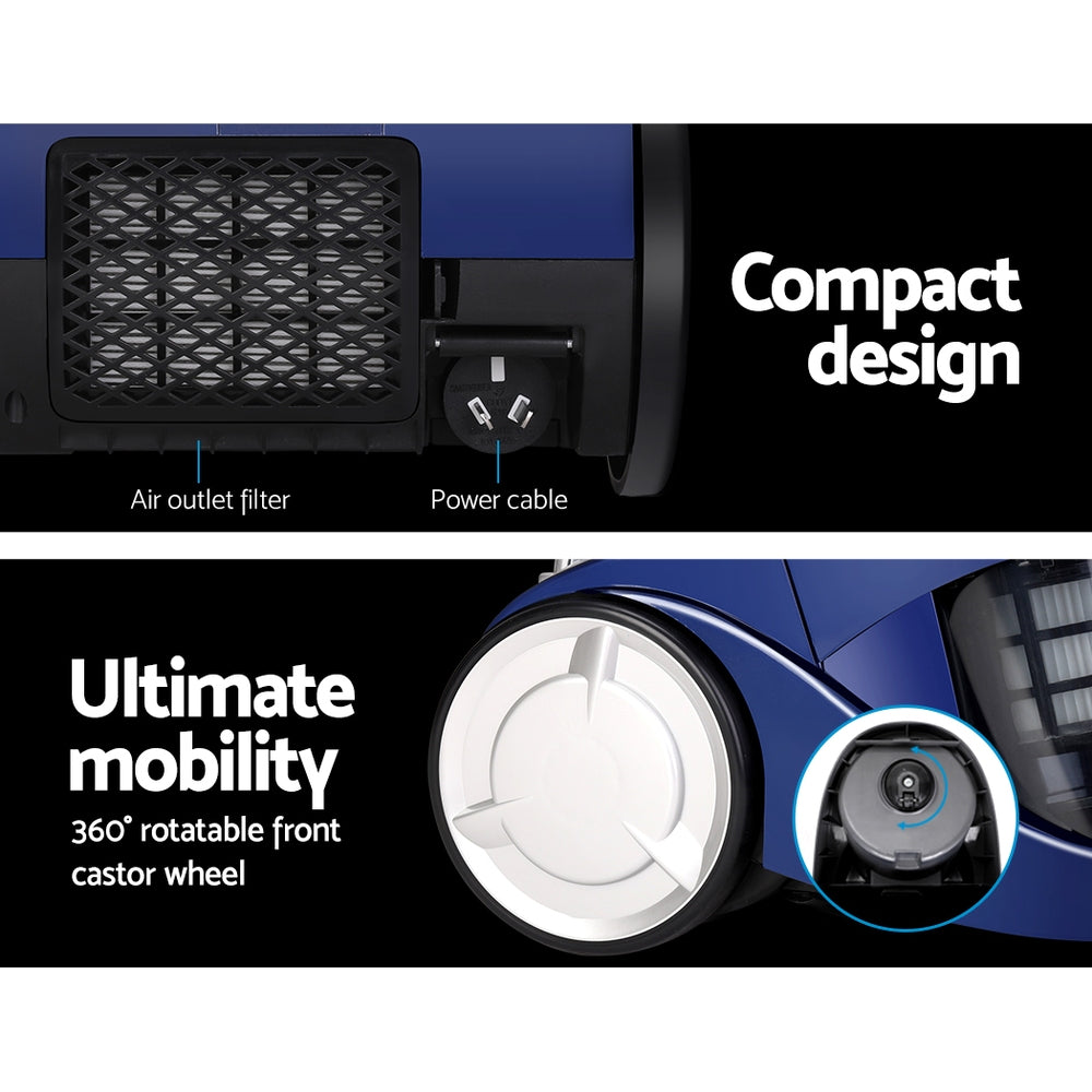 Devanti 2200W Multi-cyclonic Bagless Vacuum Cleaner Pet Hair (Blue)