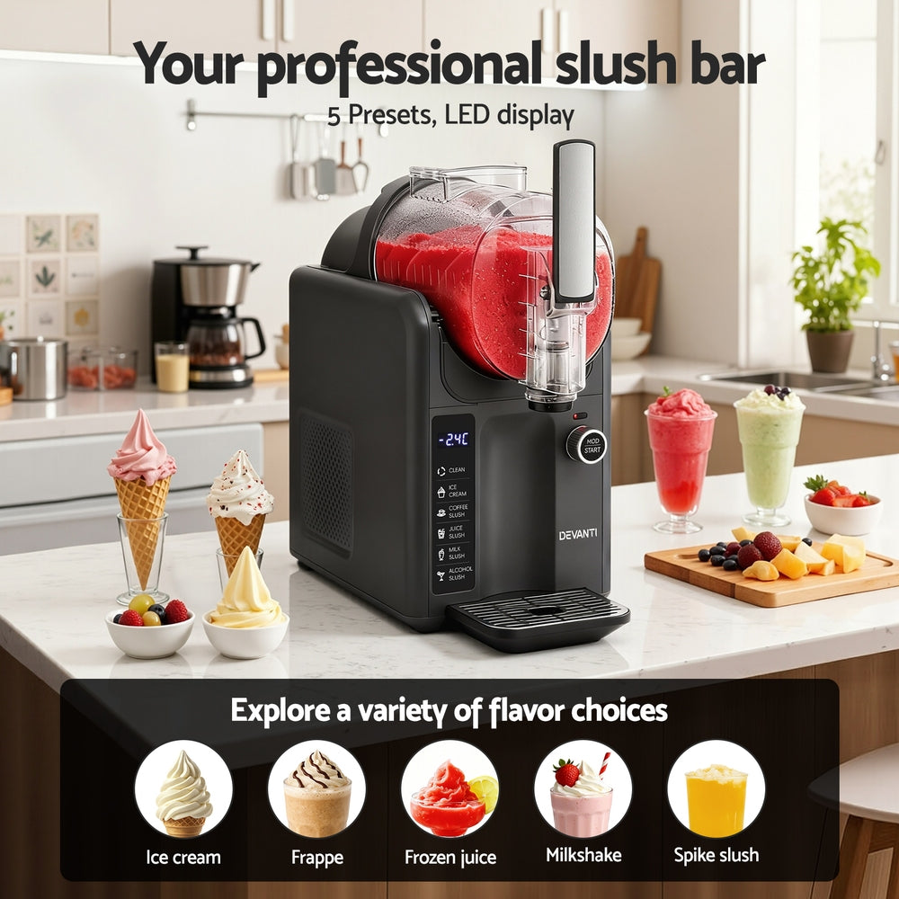 Devanti Slushie Machine Ice Cream Maker 2L (Grey)