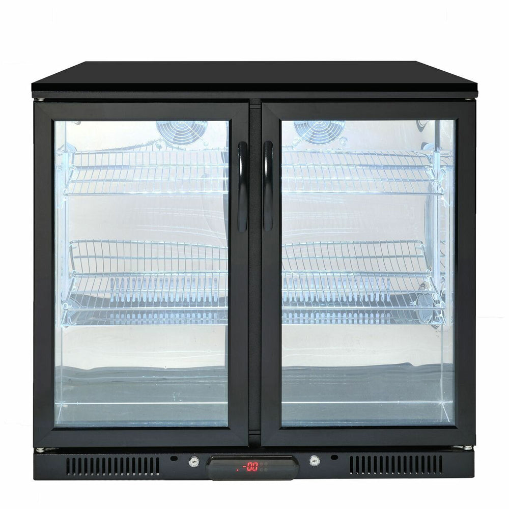 Crossray Double Door LED Outdoor Fridge 208L Beverage/Drink Cooler Black
