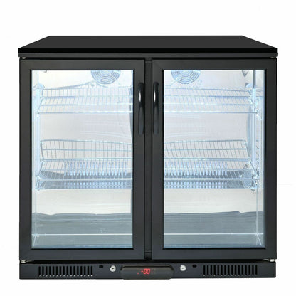 Crossray Double Door LED Outdoor Fridge 208L Beverage/Drink Cooler Black