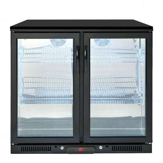 Crossray Double Door LED Outdoor Fridge 208L Beverage/Drink Cooler Black