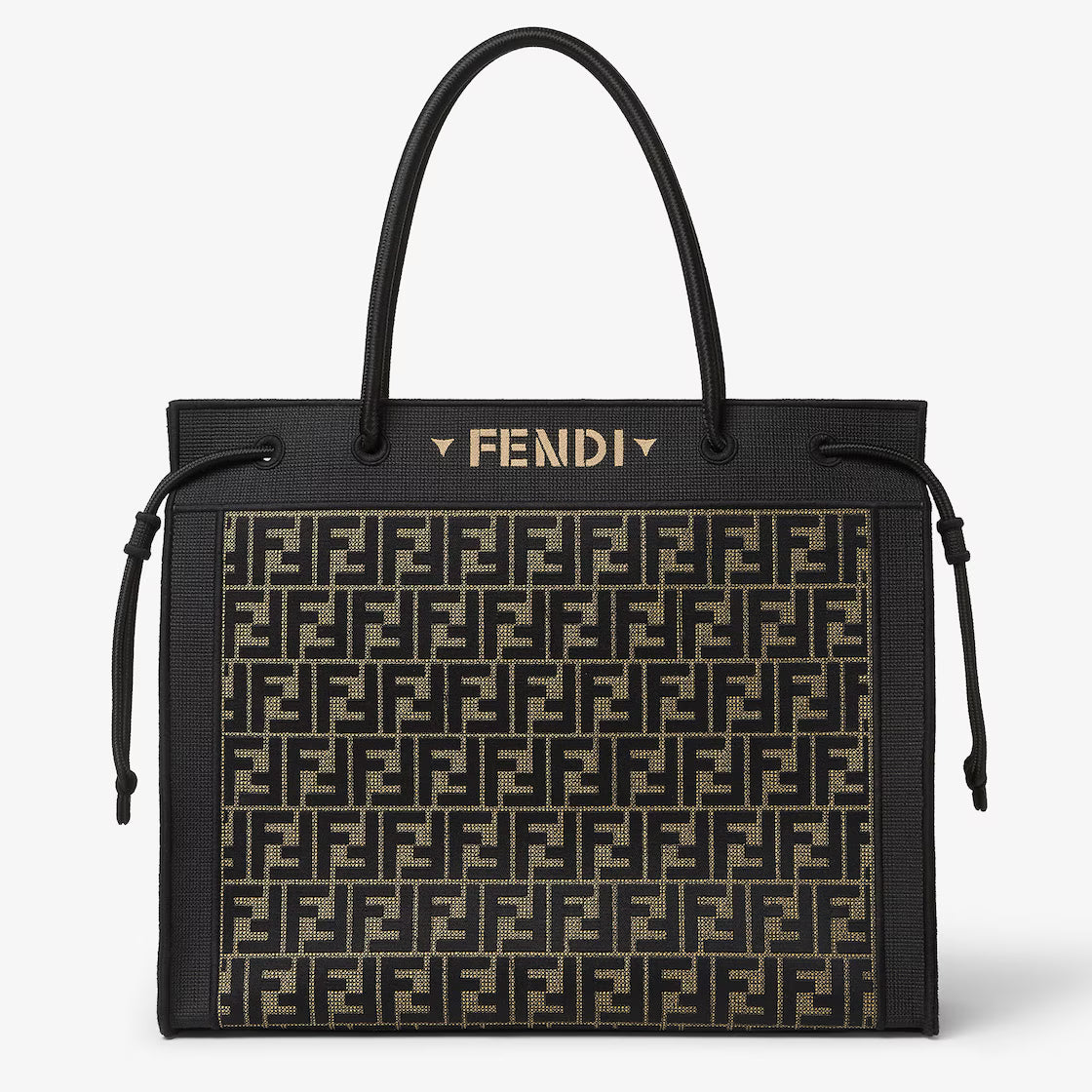 Fendi Magic Shopper Large Brown FF Embroidered Fabric Shopper