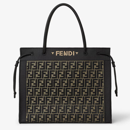 Fendi Magic Shopper Large Brown FF Embroidered Fabric Shopper