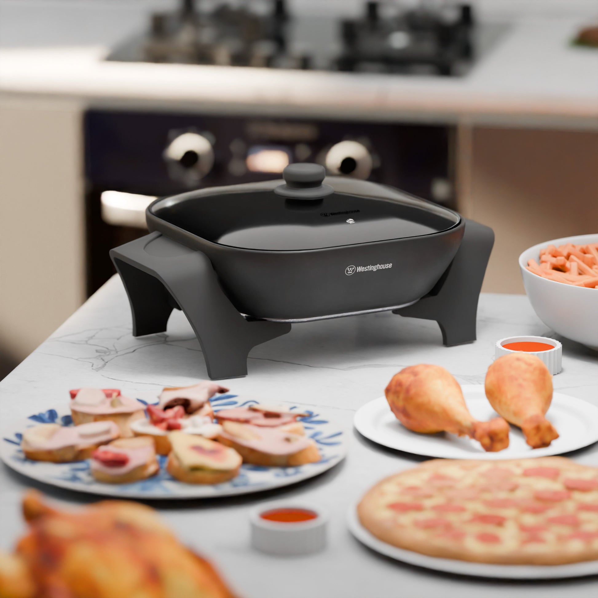 Westinghouse 5L Square Non-Stick Electric Frypan 2000W Stone Finish