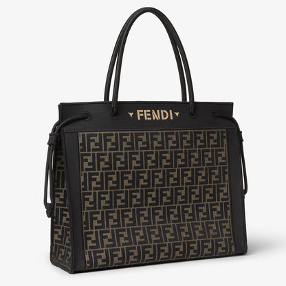 Fendi Magic Shopper Large Brown FF Embroidered Fabric Shopper