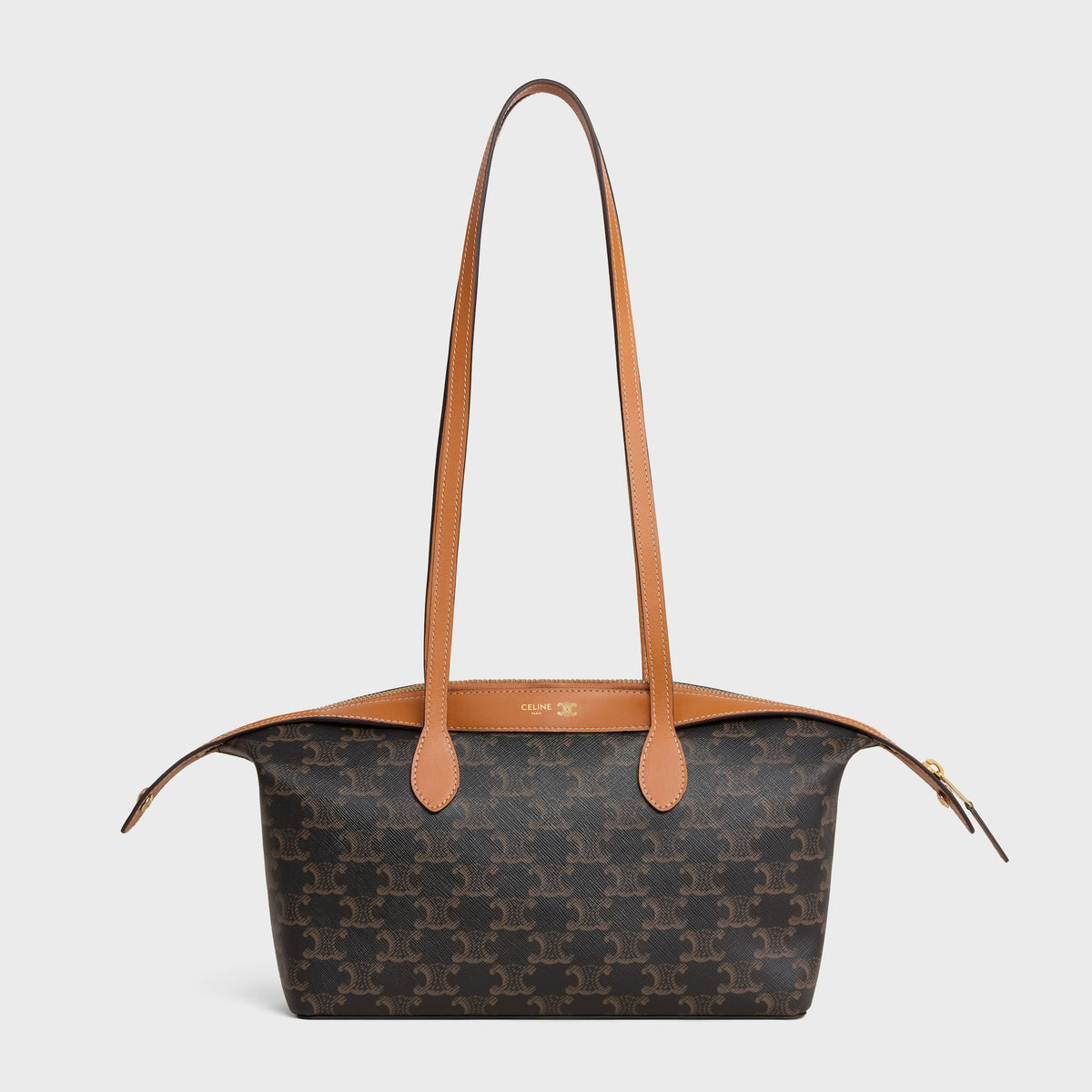 Small Duffle Bag in Triomphe Canvas and Natural Calfskin