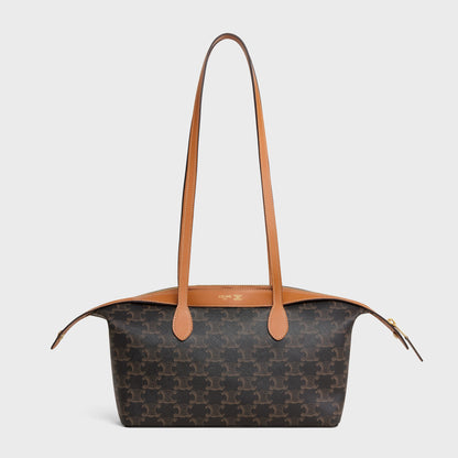 Small Duffle Bag in Triomphe Canvas and Natural Calfskin