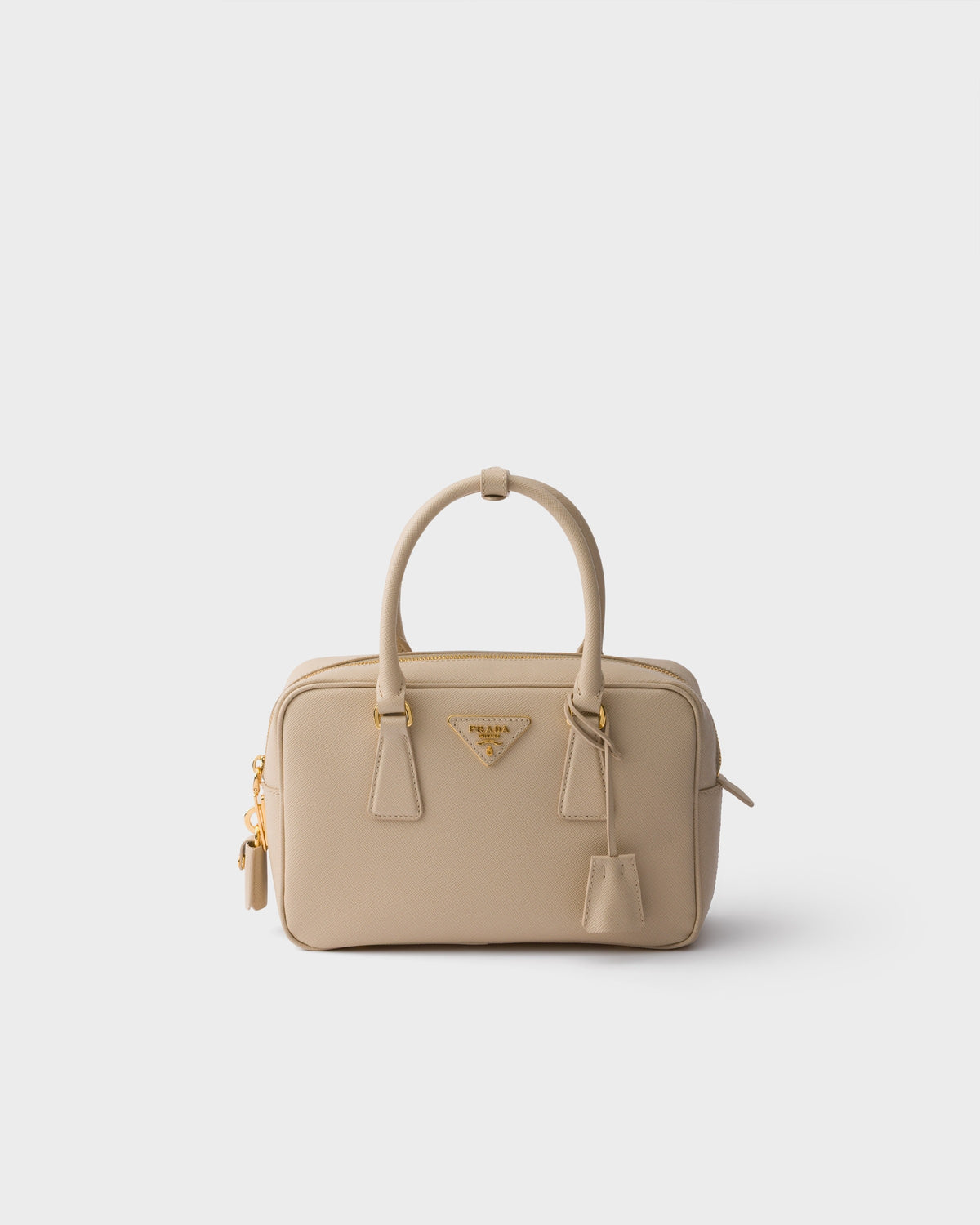 Prada Small Saffiano leather top-handle bag - Travertine Stone - front
