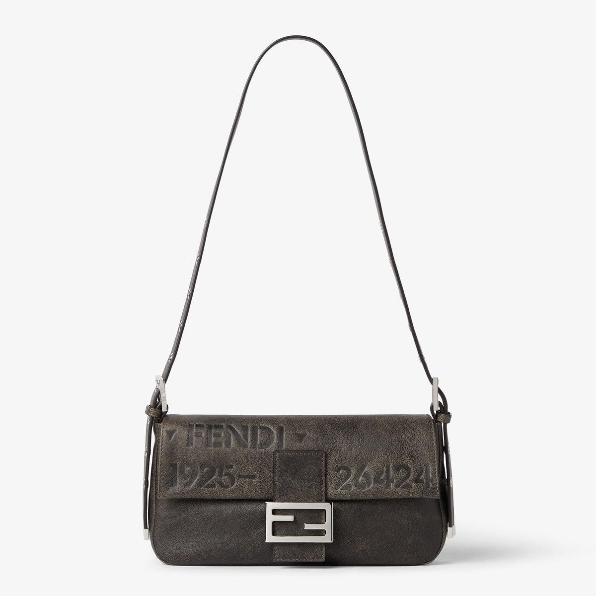 Baguette 26424 Black Leather Stencil Print Bag