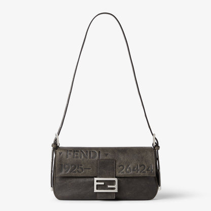 Baguette 26424 Black Leather Stencil Print Bag