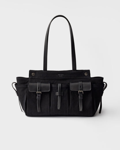 Prada Route large canvas and leather tote bag