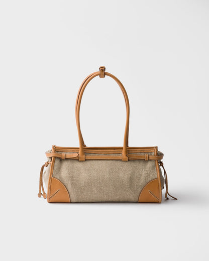Prada Bonnie medium linen and leather handbag