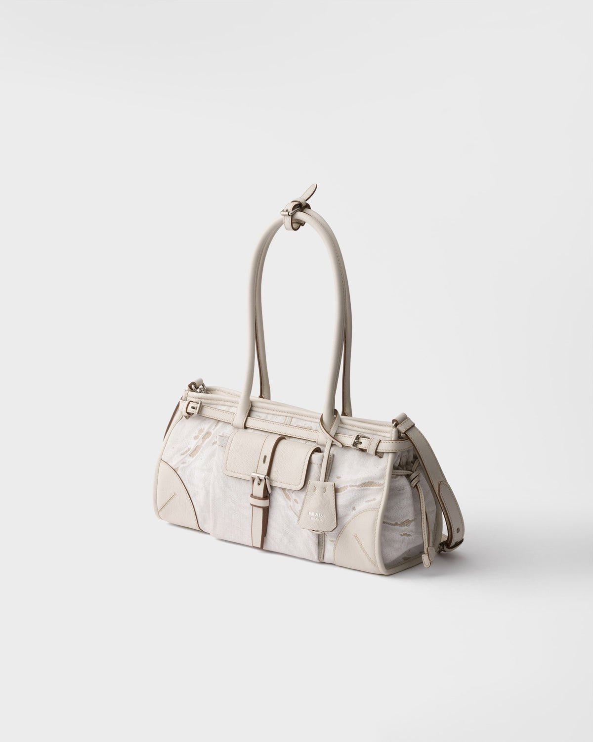 Prada Bonnie medium printed linen and leather handbag