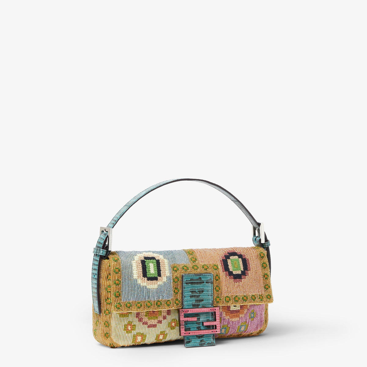 Baguette 26424 Multicolour Re Edition Bag with Embroidery (Light Blue)