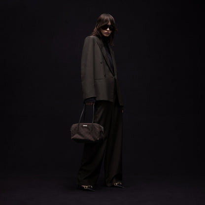 Gucci Melrose medium boston bag in dark brown GG canvas - back view