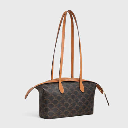 Small Duffle Bag in Triomphe Canvas and Natural Calfskin