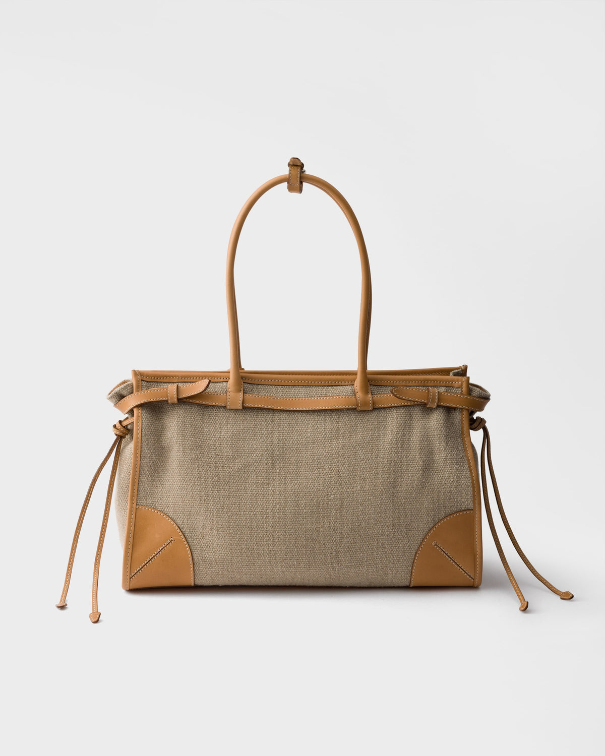 Prada Bonnie linen and leather tote bag