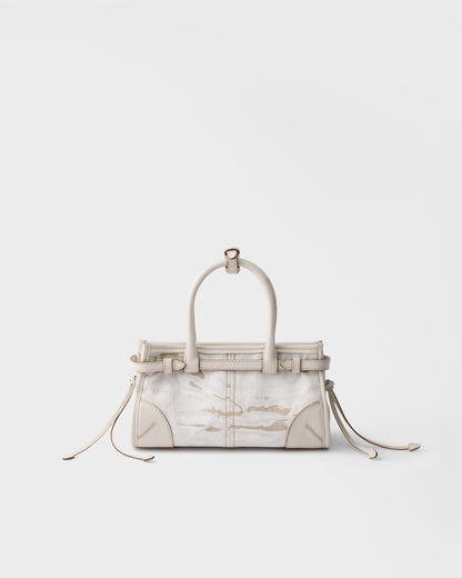 Prada Bonnie small printed linen and leather handbag - White - back