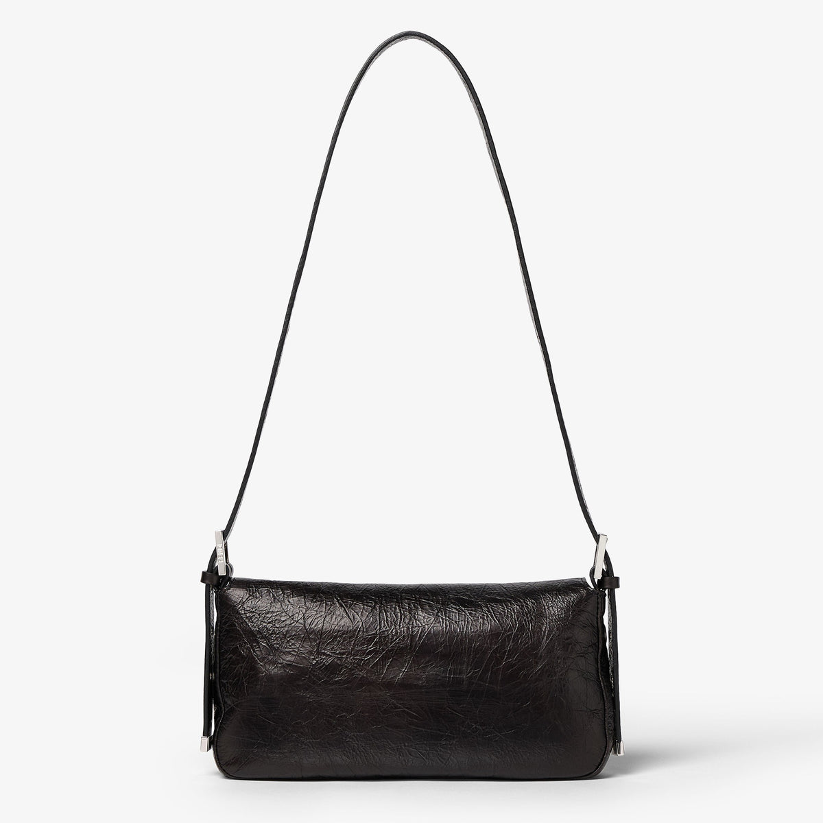 Baguette 26424 Crackled Black Leather Bag