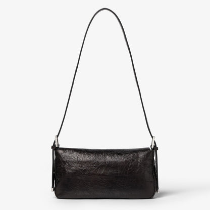 Baguette 26424 Crackled Black Leather Bag