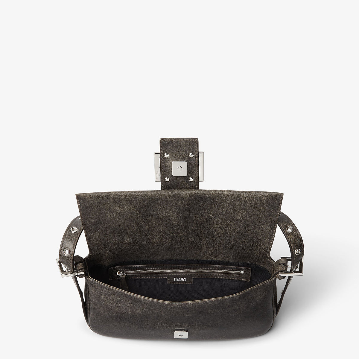 Baguette 26424 Black Leather Stencil Print Bag
