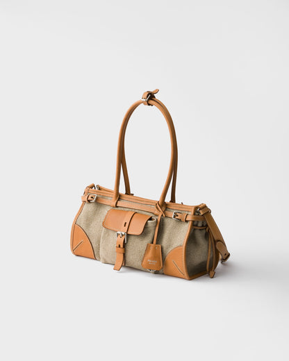 Prada Bonnie medium linen and leather handbag
