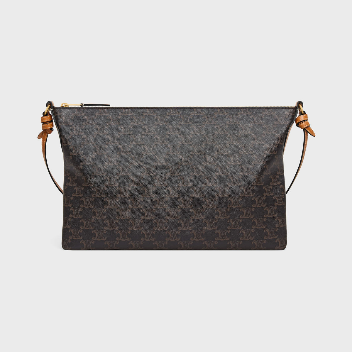 Duo Zipped Bag in Triomphe Canvas and Natural Calfskin