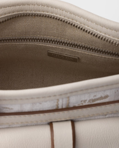 Prada Bonnie medium printed linen and leather handbag