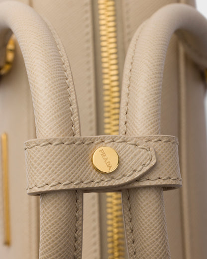 Prada Small Saffiano leather top-handle bag - Travertine Stone - detail