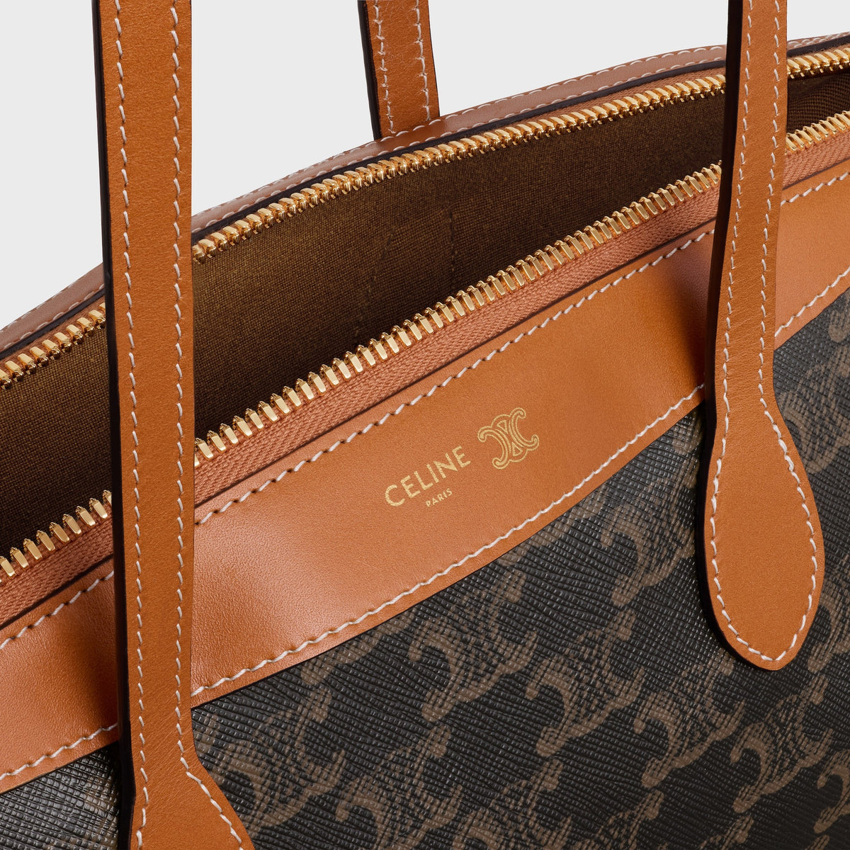 Small Duffle Bag in Triomphe Canvas and Natural Calfskin