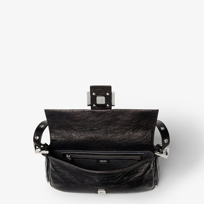 Baguette 26424 Crackled Black Leather Bag