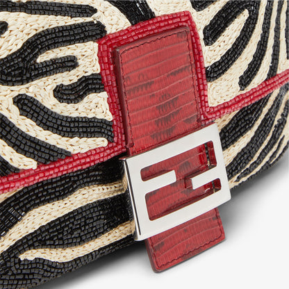 Baguette 26424 Raffia and Bead Re Edition Bag