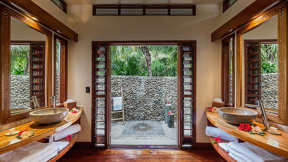 Likuliku Lagoon Resort beachfront bure bathroom
