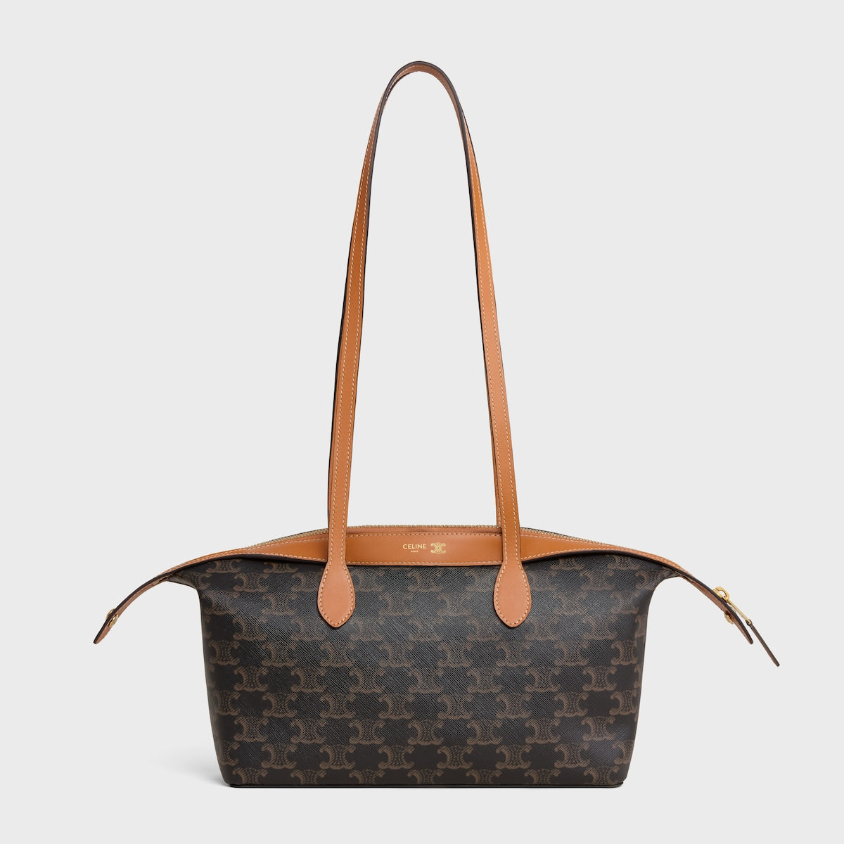 Small Duffle Bag in Triomphe Canvas and Natural Calfskin