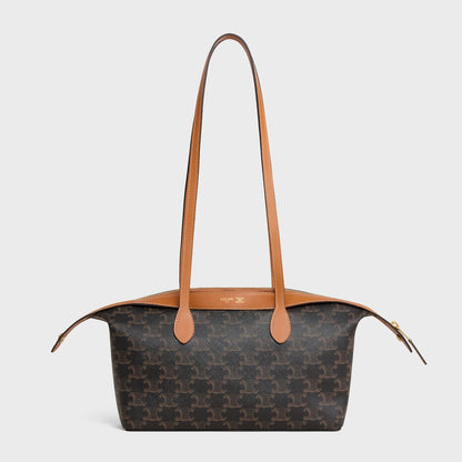 Small Duffle Bag in Triomphe Canvas and Natural Calfskin
