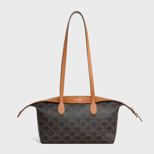 Small Duffle Bag in Triomphe Canvas and Natural Calfskin