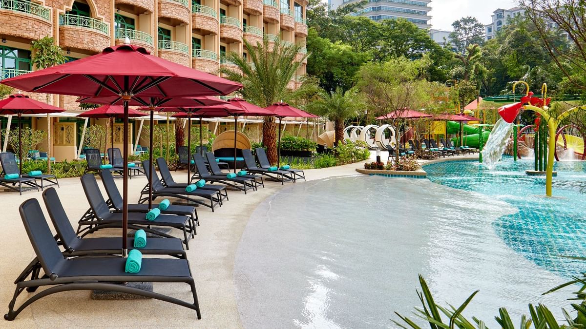 Sunway Resort Waterventure poolside loungers